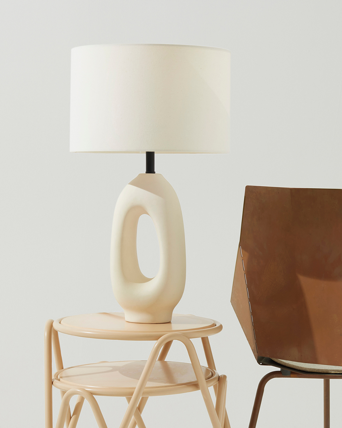 Glowmere Artemis Cream Ceramic USB C Table Lamp overall view