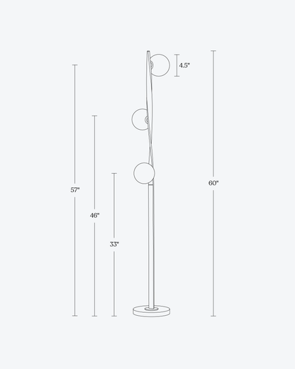 Glowmere Nola Twisted Brass Three Globe Floor Lamp view 6