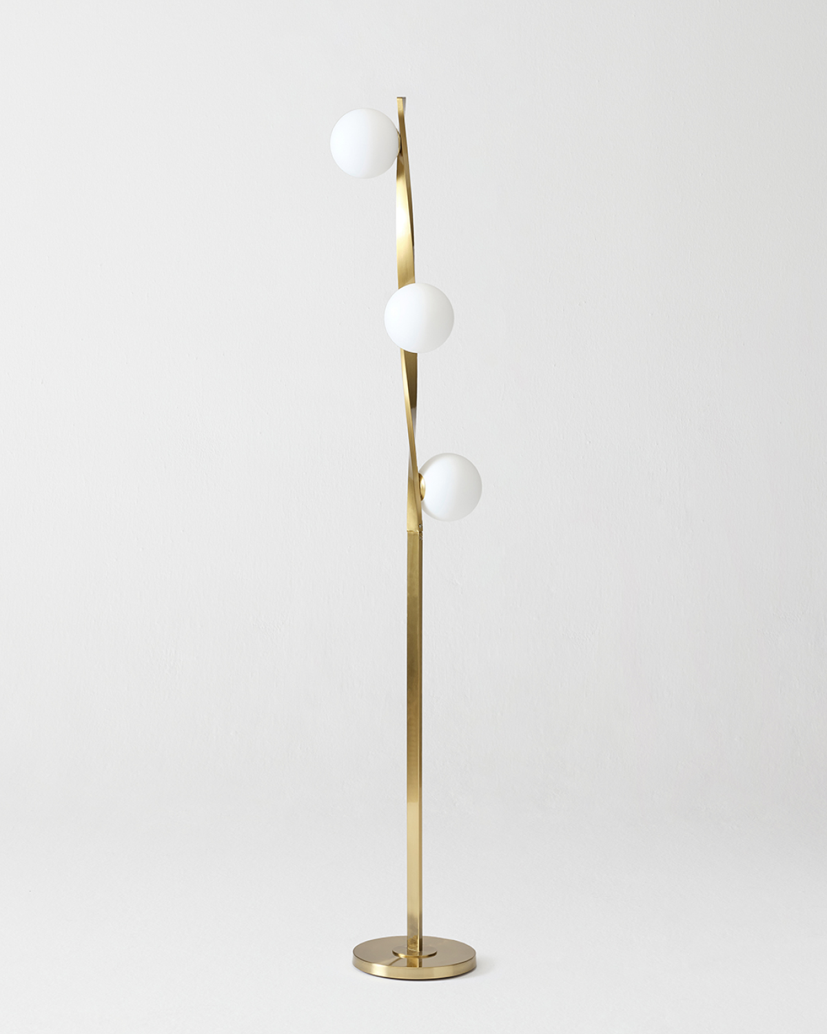 Glowmere Nola Twisted Brass Three Globe Floor Lamp size reference