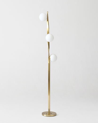 Glowmere Nola Twisted Brass Three Globe Floor Lamp size reference