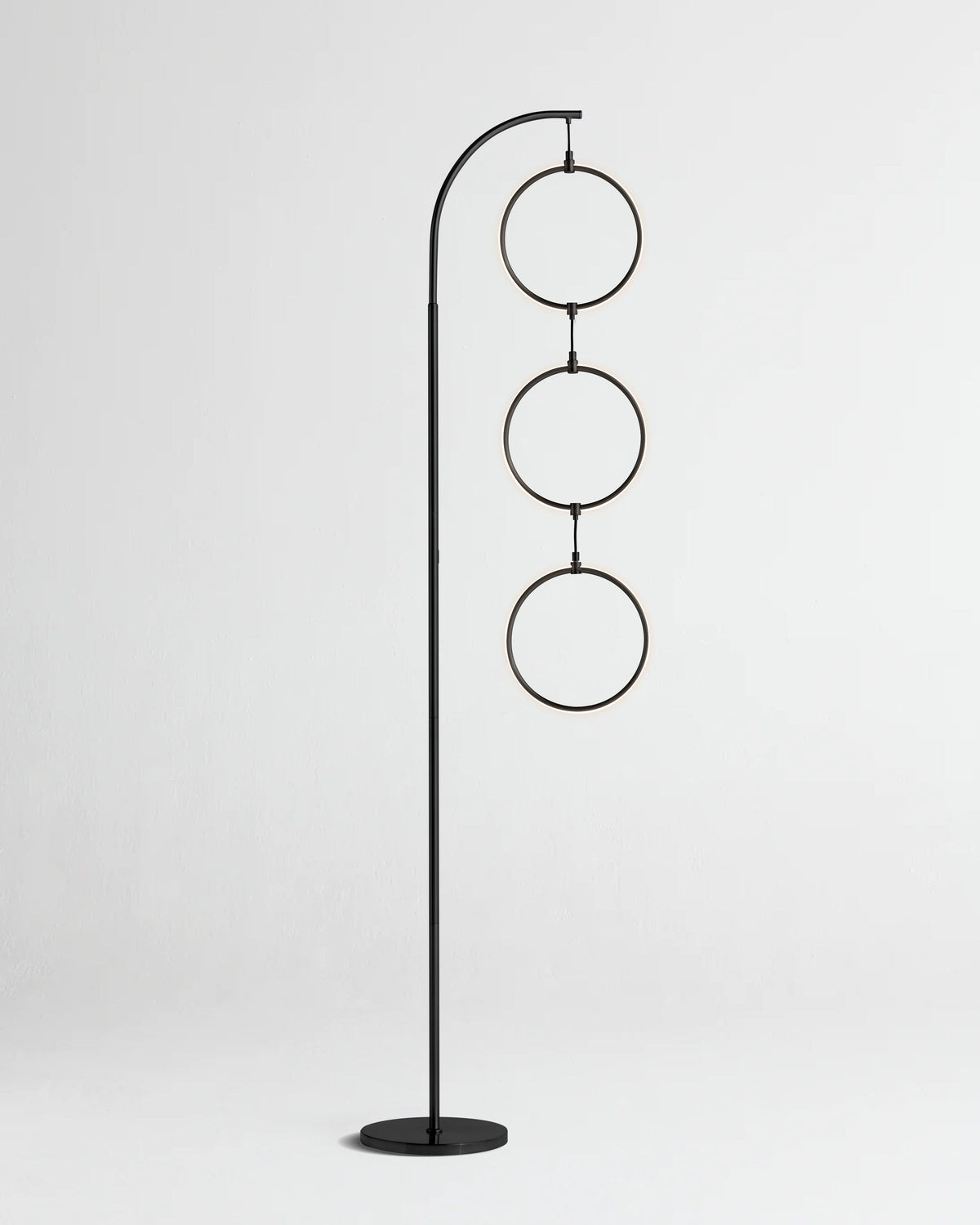 Glowmere 3 Ring Arc LED Floor Lamp with Touch Dimmer in black