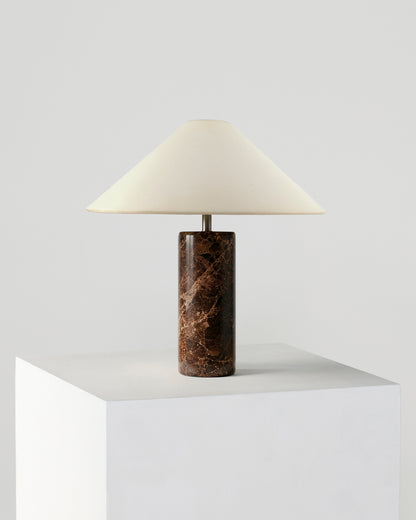 Glowmere Runo Natural Stone Table Lamp with Cotton Shade in brown