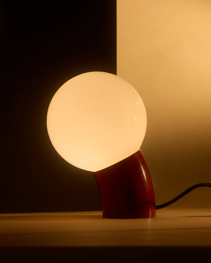 Glowmere Vino Curved Body Glass Globe Table Lamp with USB C size reference