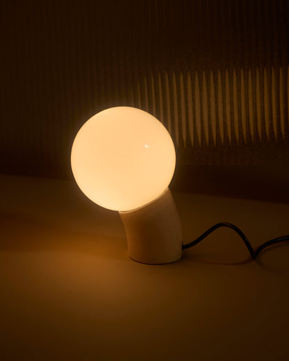 Glowmere Vino Curved Body Glass Globe Table Lamp with USB C in cream