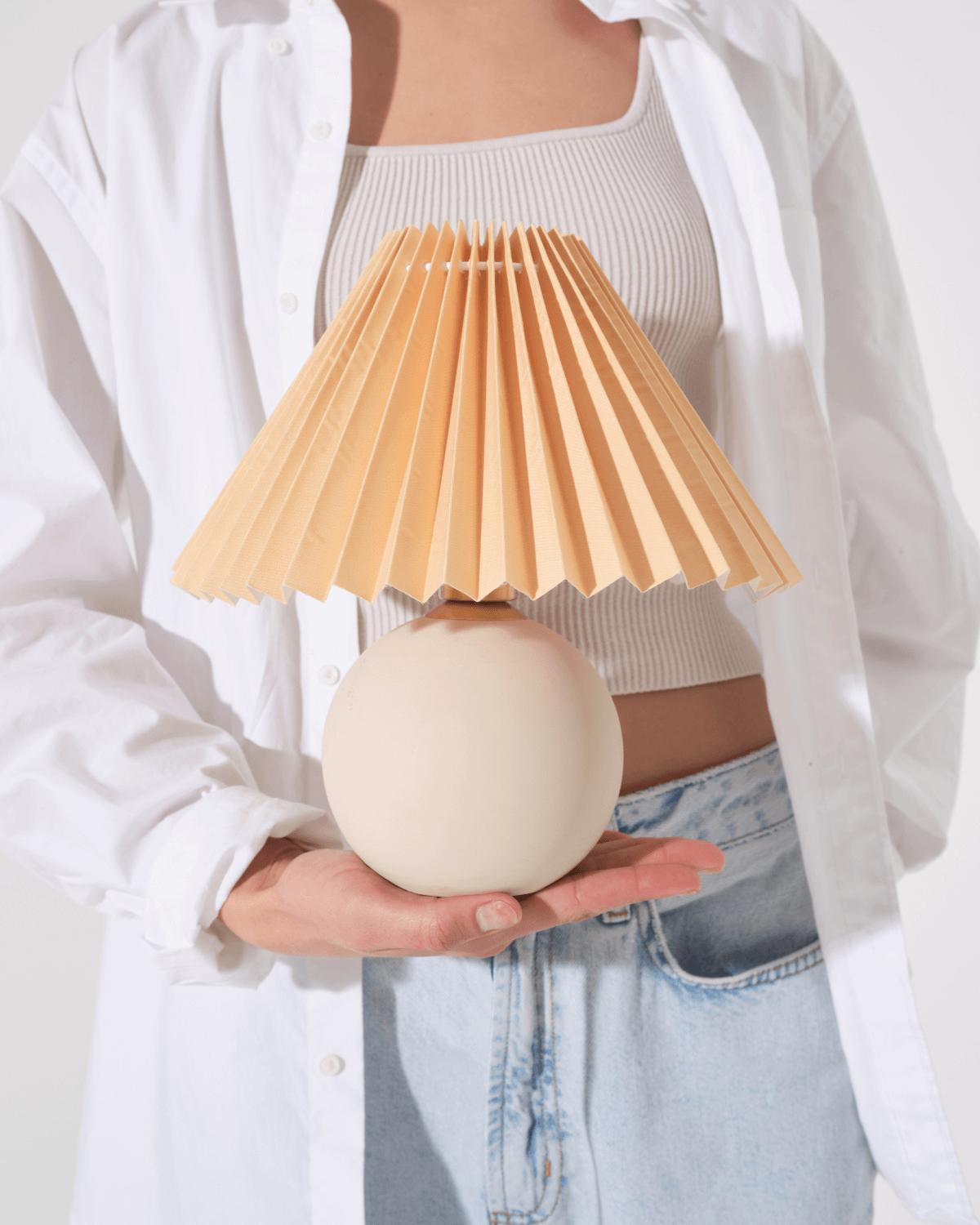 Glowmere Serena Ceramic Globe Base Table Lamp with Pleated Shade view 5