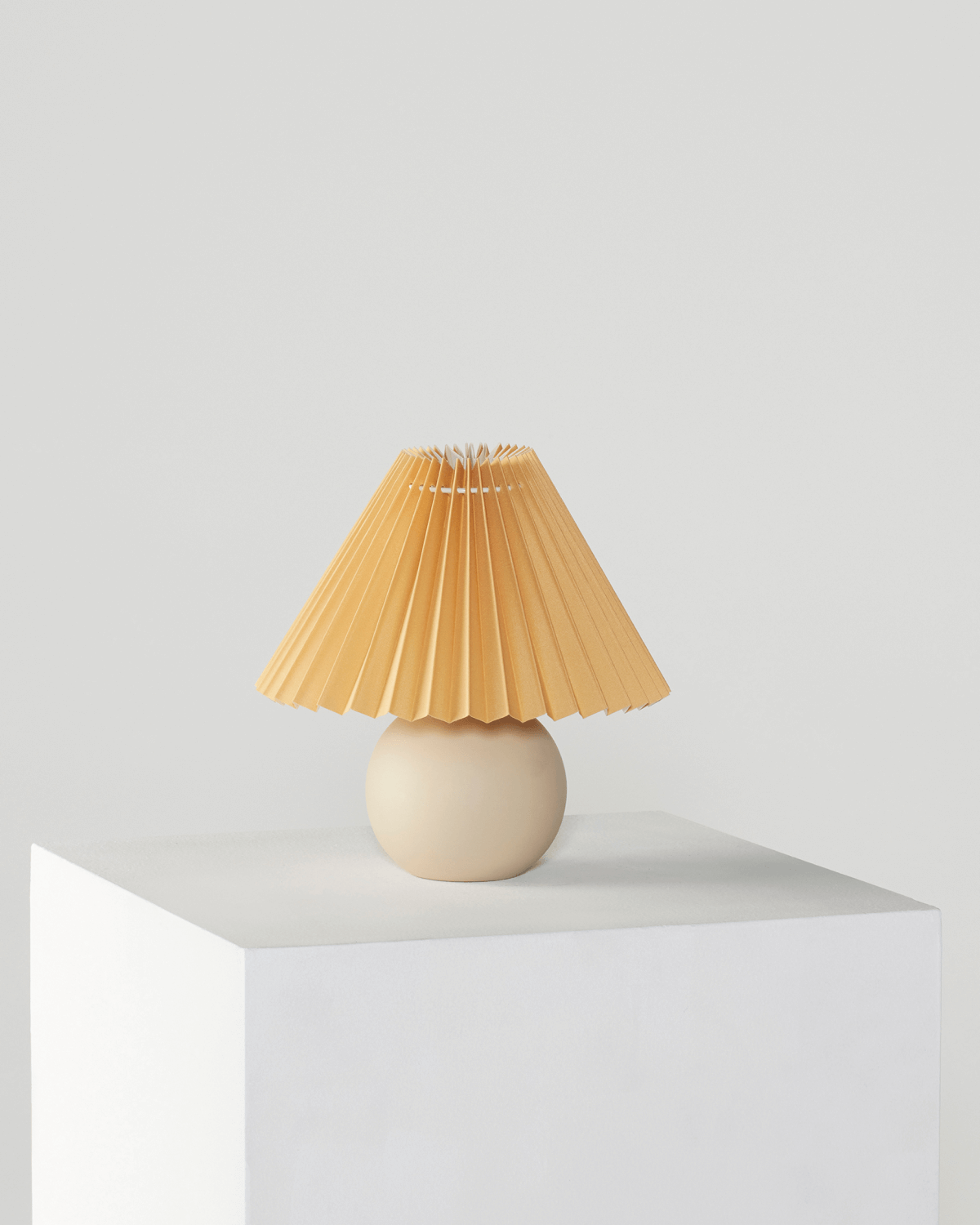Glowmere Serena Ceramic Globe Base Table Lamp with Pleated Shade overall view