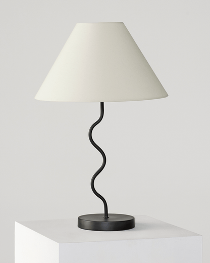 Glowmere Squiggle Zig Zag Base Table Lamp with Fabric Shade in black