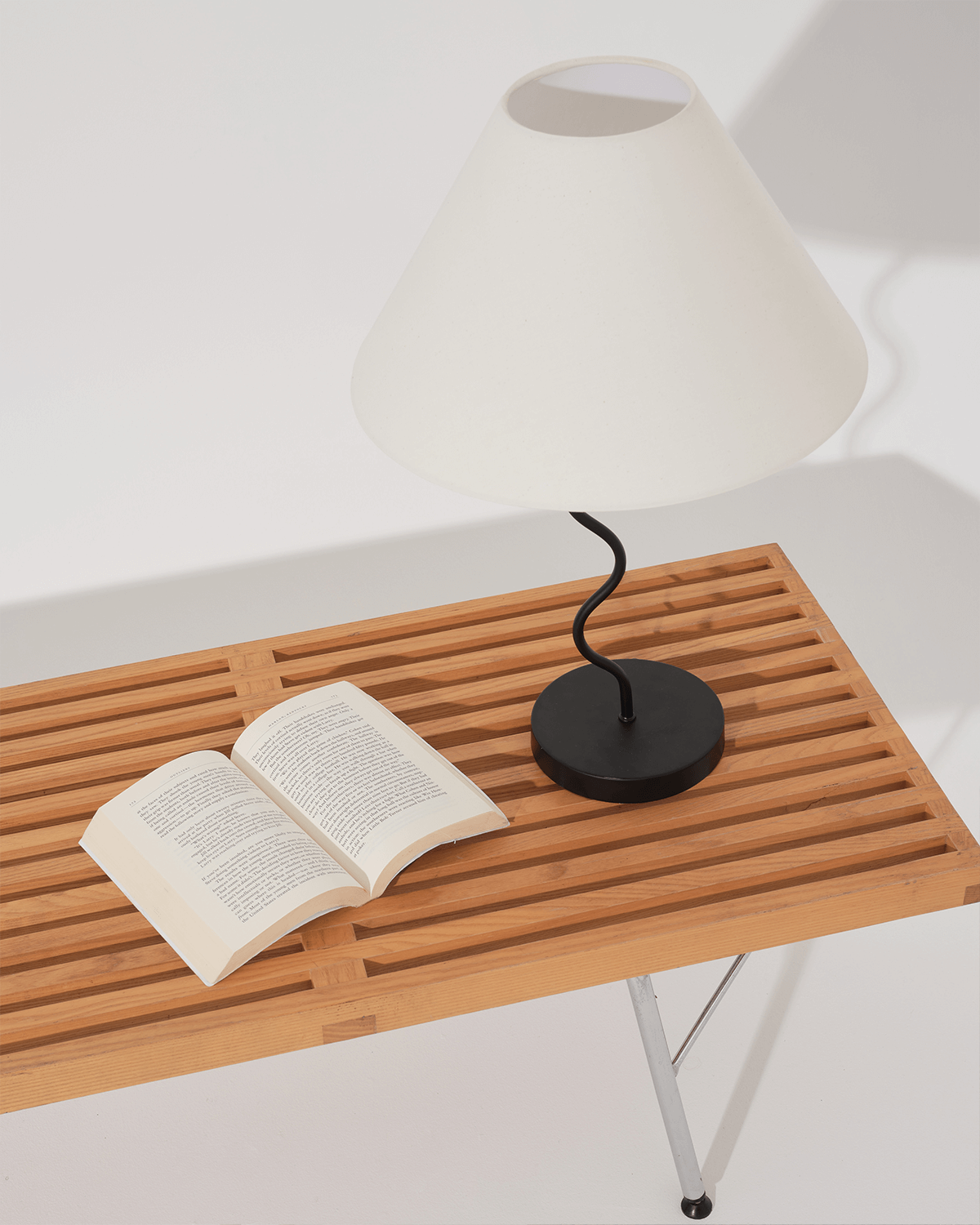 Glowmere Squiggle Zig Zag Base Table Lamp with Fabric Shade in black