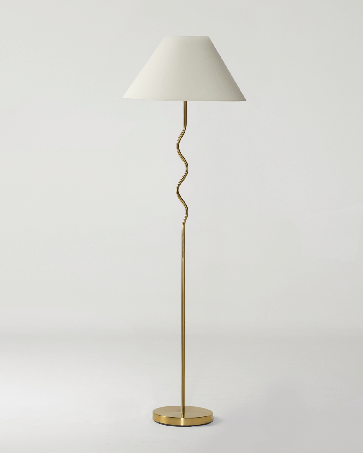 Glowmere Squiggle Curved Stem Floor Lamp with Fabric Shade overall view