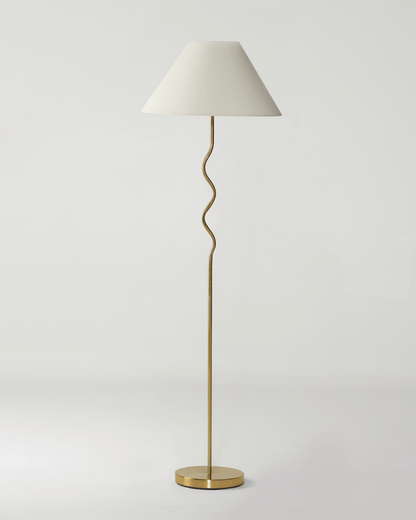 Glowmere Squiggle Curved Stem Floor Lamp with Fabric Shade overall view