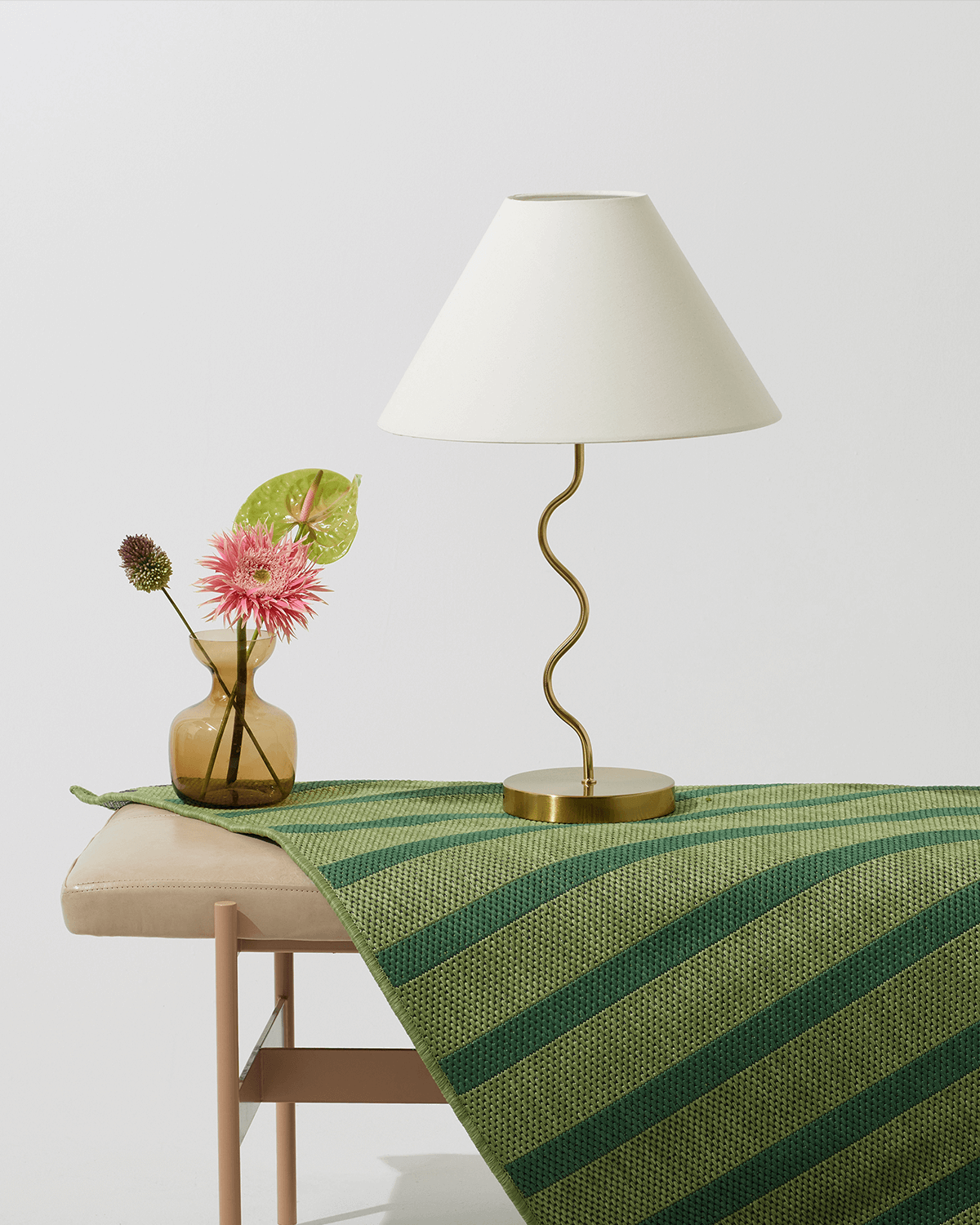 Glowmere Squiggle Zig Zag Base Table Lamp with Fabric Shade overall view