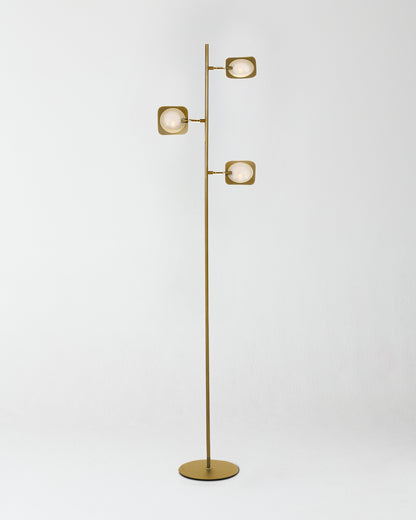 Glowmere Tree Spotlight LED Floor Lamp with 3 Step Dimmer in brass