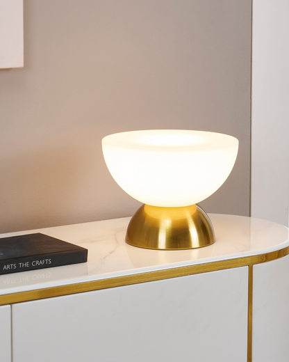 Glowmere Lamina Double Dome Brass Table Lamp with Dimmer view 2