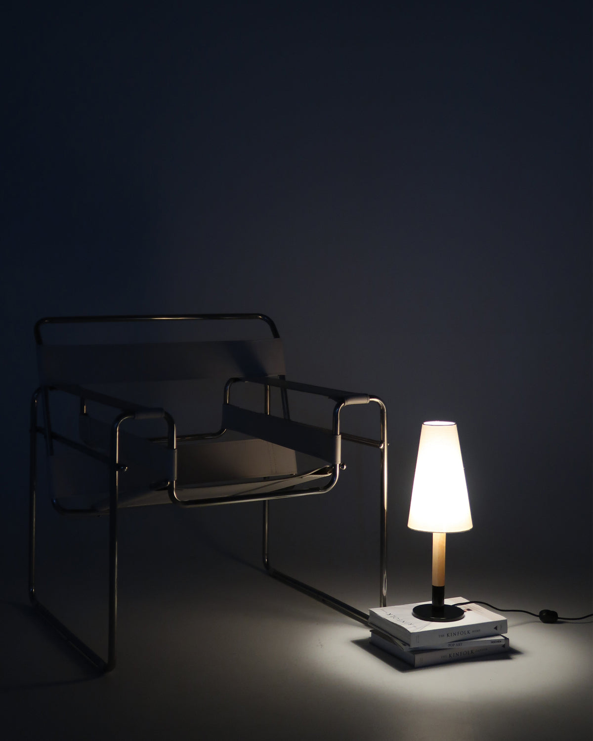 Glowmere Arthur Oak Stem Black Steel Base Table Lamp view 4