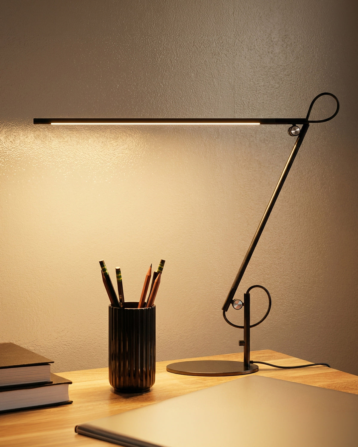 Glowmere Axel Adjustable LED Desk Lamp with Touch Dimming in black