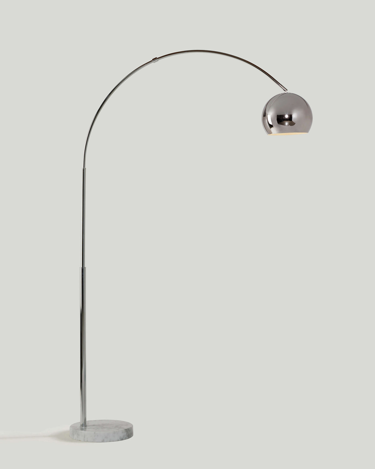 Glowmere Olivia Arc LED Floor Lamp with Marble Base in chrome