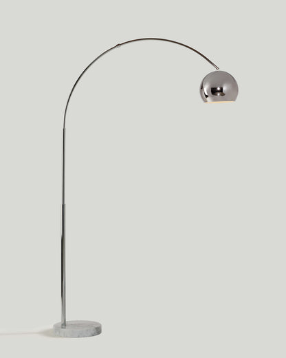 Glowmere Olivia Arc LED Floor Lamp with Marble Base in chrome