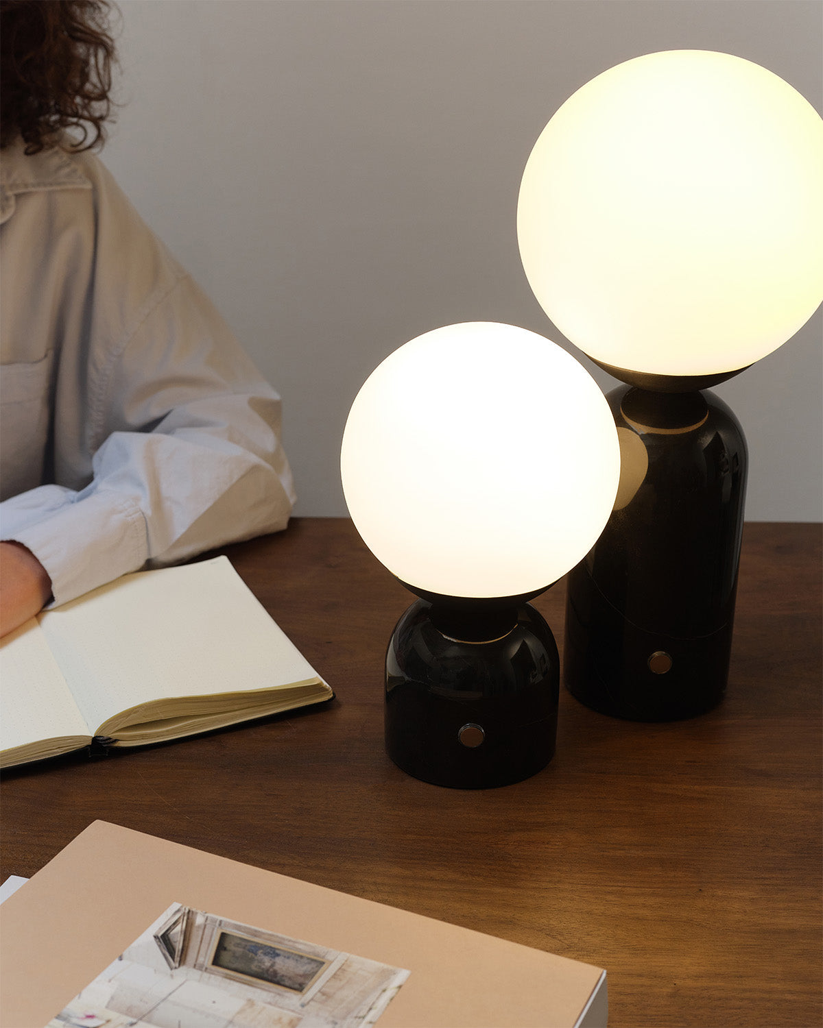 Glowmere Mila Tall Marble Globe Table Lamp in black